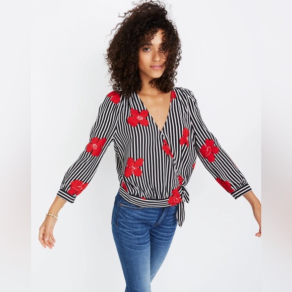 Madewell Tops - Madewell Wrap Top in Candied Orchids - Size M